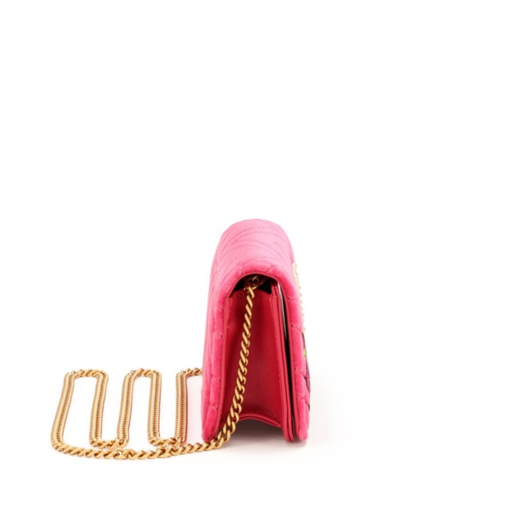 Gucci Fuchsia Love Embroidered Velvet Matelasse GG Marmont Mini Bag - Picture 14 of 16